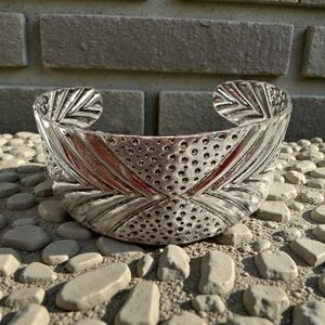 Silver Textured Cuff Bracelet